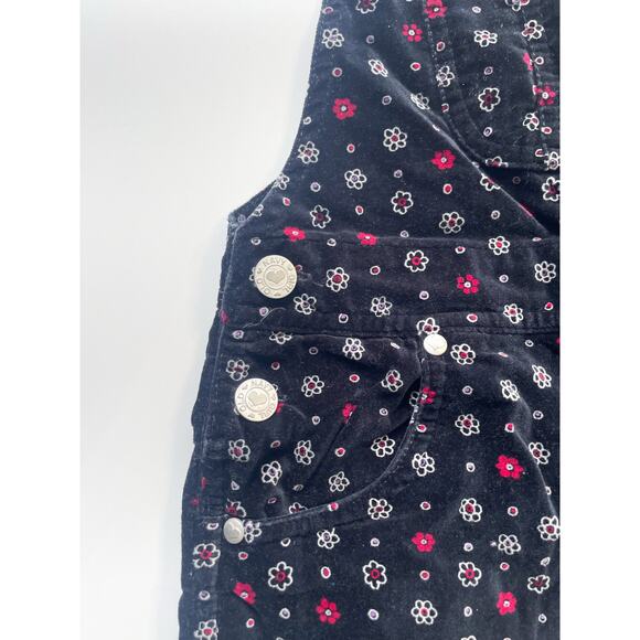 Girl's Vintage Black Floral Old Navy Bib Overalls Size 6/7 - Picture 3 of 6